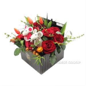 Луксозна текстилна опаковка за печат на хартия за подарък квадратна кутия за цветя